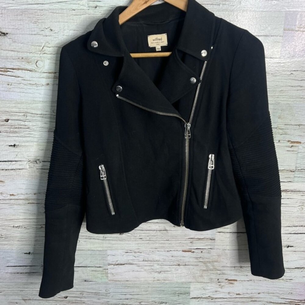 Aritzia wilfred black moto jacket size 2